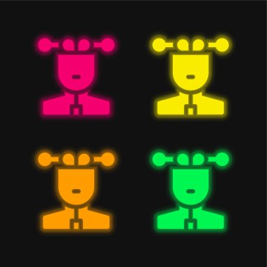 Yapay Zeka dört renkli neon vektör simgesi