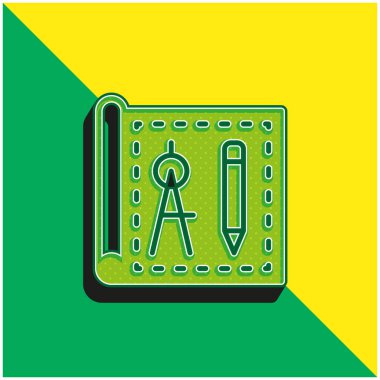 Yeşil ve sarı renkli modern 3d vektör simgesi logosu