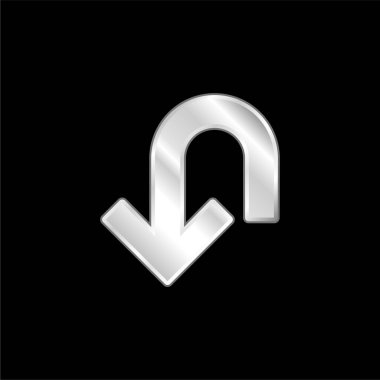 Eğri Aşağı Ok gümüş kaplama metalik simge