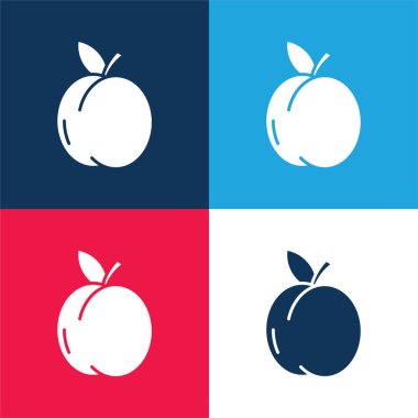 Apricot blue and red four color minimal icon set clipart