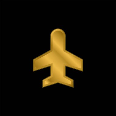 Uçak altın kaplamalı metalik simge veya logo vektörü