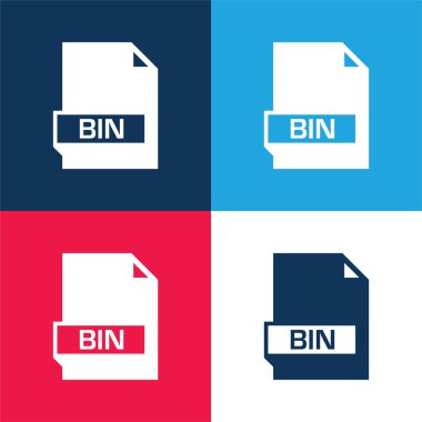 Çöp kutusu mavi ve kırmızı dört renk en küçük simge kümesi