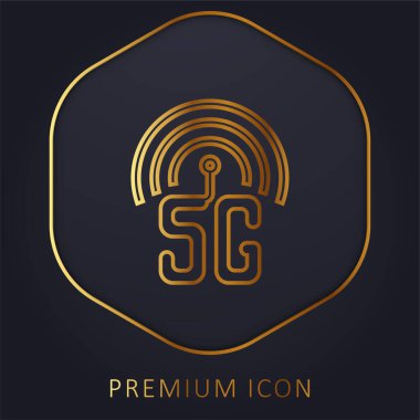 5g altın çizgi prim logosu veya simgesi