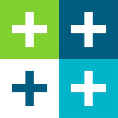 Toplama İşlemi Düz 4 renk minimal simgesi seti