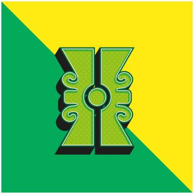 Meksika 'nın Sanatsal Taşı Yeşil ve Sarı 3D vektör simgesi