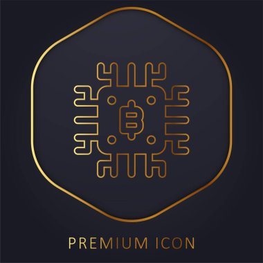 Bitcoin altın çizgisi prim logosu veya simgesi