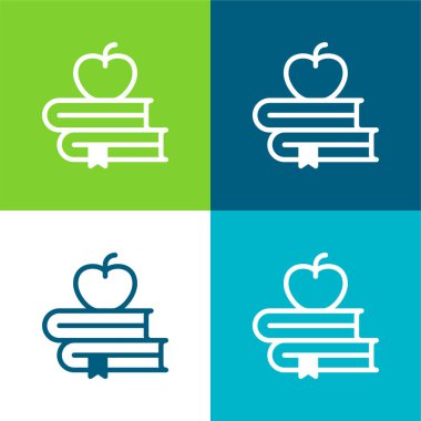 Kitap Düz 4 renk minimal simgesi seti