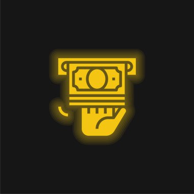 Atm yellow glowing neon icon clipart