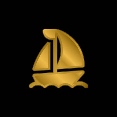 Tekne altın kaplamalı metalik simge veya logo vektörü