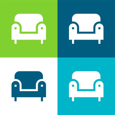 Koltuk Düz 4 renk simgesi seti