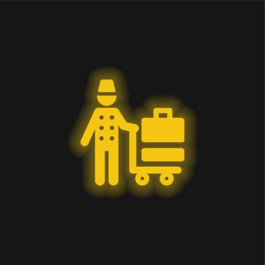 Bellhop yellow glowing neon icon clipart