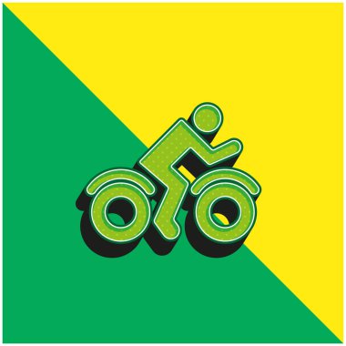 Bisiklet Sürücüsü Tarafı Görünümü Yeşil ve Sarı 3D vektör simgesi