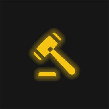 Açık arttırma sarı parlayan neon simgesi