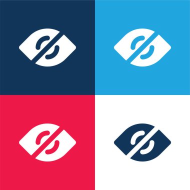 Kör mavi ve kırmızı dört renk minimal simge kümesi