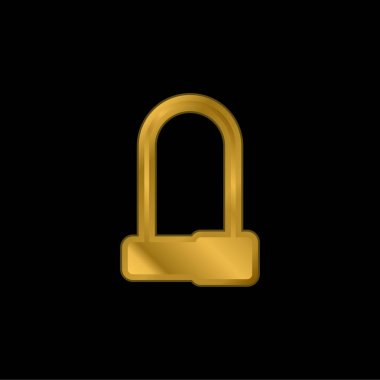 Bisiklet Kilidi altın kaplama metalik simge veya logo vektörü