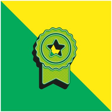 Badge With A Star Green and yellow modern 3d vector icon logo clipart