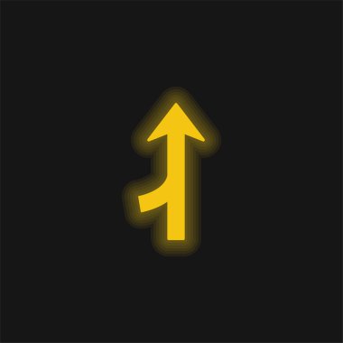 Arrow Merge Symbol yellow glowing neon icon clipart
