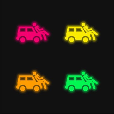 Parlayan dört renk neon vektör simgesi