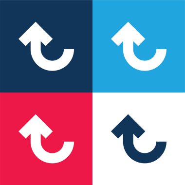 Arrow Up Curve blue and red four color minimal icon set clipart