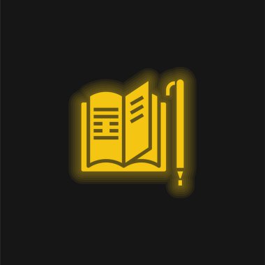 Kitap sarı parlak neon simgesi