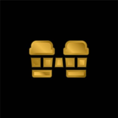 Bongos gold plated metalic icon or logo vector clipart