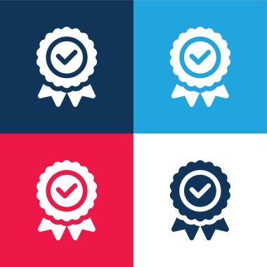 Badge blue and red four color minimal icon set clipart