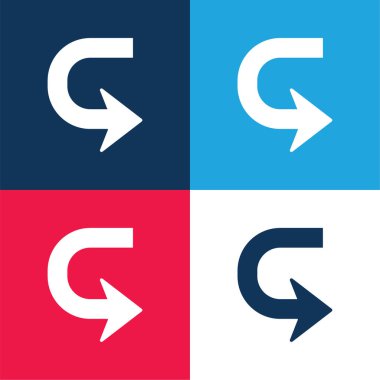 U Şekli 'ndeki Ok Mavi ve Kırmızı 4 renk simgesi kümesi