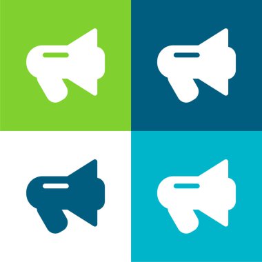 Siyah Megafon Düz Düz 4 renk simgesi seti