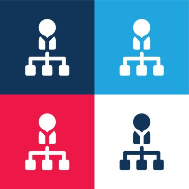 Patron mavi ve kırmızı dört renk minimal simge seti