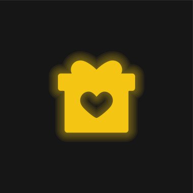 Doğum günü. Sarı parlak neon simgesi.