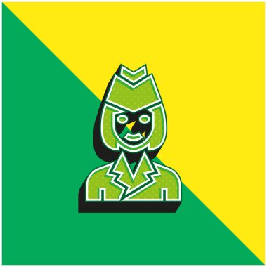 Hava Hostesleri Yeşil ve Sarı 3D vektör simgesi