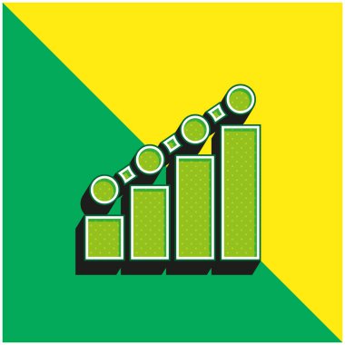 Çubuk Grafik Yeşil ve Sarı 3D vektör simgesi logosu