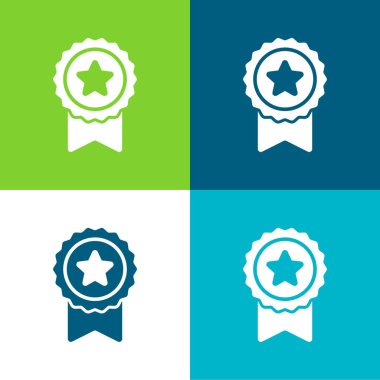 Badge With A Star Flat four color minimal icon set clipart