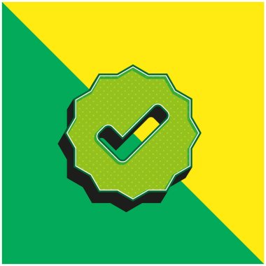 Onaylanmış Sinyal Yeşil ve Sarı 3D vektör simgesi logosu
