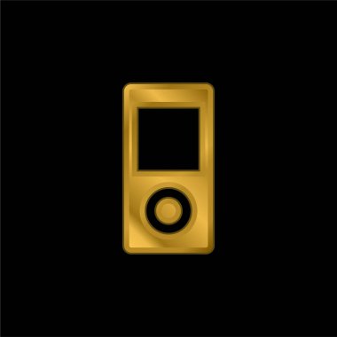 Apple Ipod altın kaplama metalik simge veya logo vektörü