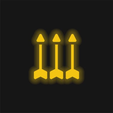 Sarı oklar parlayan neon simgesi