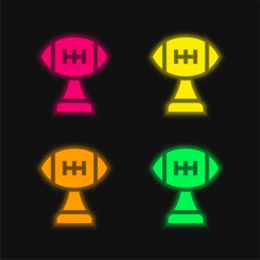Ödül dört renkli parlak neon vektör simgesi