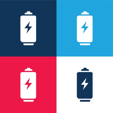 Cıvata İşaretli Pil Aracı Mavi ve Kırmızı Minimum Renk Simgesi