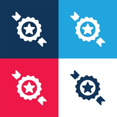 Rozet mavi ve kırmızı dört renk minimal simge kümesi