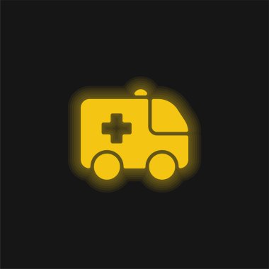 Ambülans sarı parlak neon simgesi