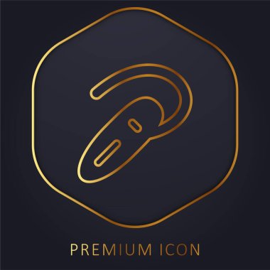 Bluetooth Headset golden line premium logo or icon clipart