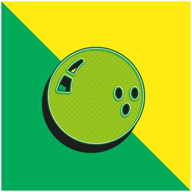 Bowling Topu Yeşil ve Sarı 3D vektör simgesi logosu