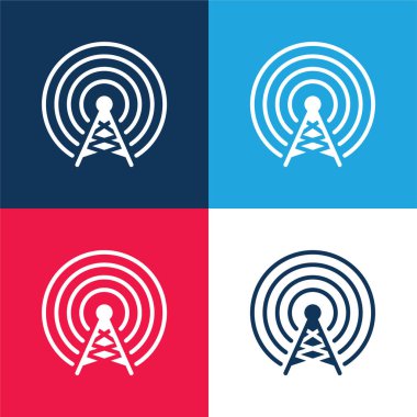 Anten mavi ve kırmızı dört renk minimal simge kümesi