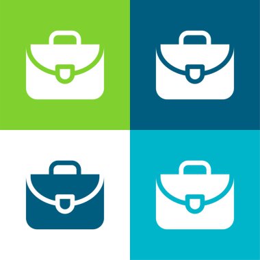 Evrak çantası Düz 4 renk minimal simgesi seti