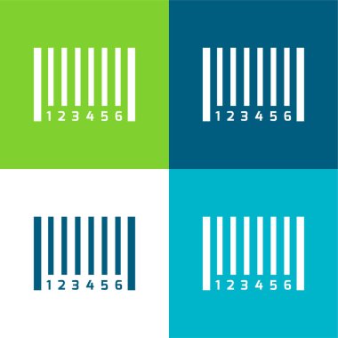 Barcode Flat four color minimal icon set clipart