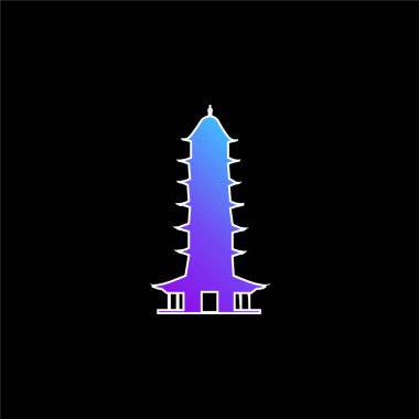 Auspicious Light Pagoda blue gradient vector icon clipart