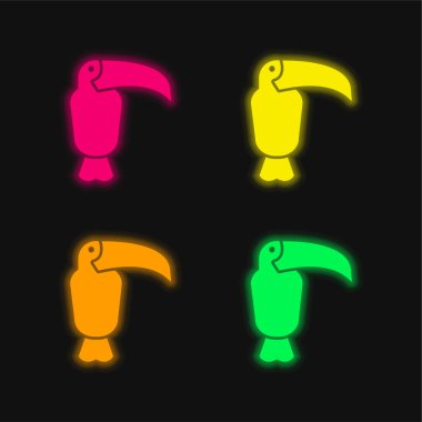 Hayvan dört renkli parlayan neon vektör simgesi