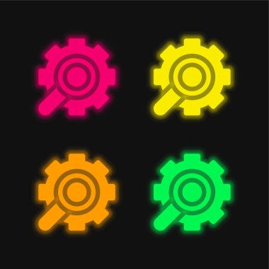 Parlayan dört renk neon vektör simgesini analiz et