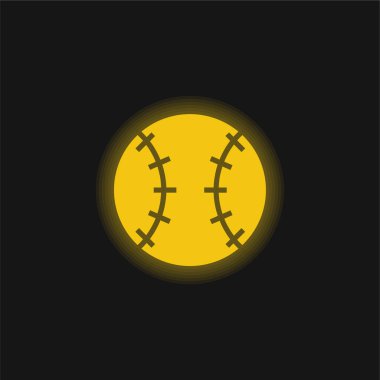 Beyzbol topu sarı parlak neon ikonu