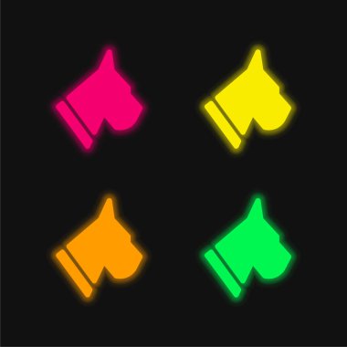 BoxerHead dört renk parlayan neon vektör simgesi